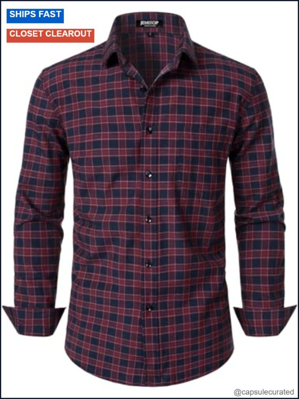 Men's Slim Fit Plaid Button Down Shirt - Long Sleeve Cotton Blend